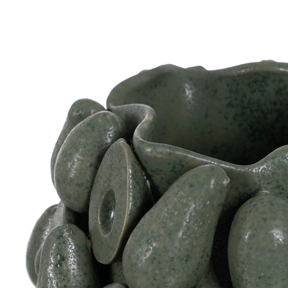 JARRÓN VERDE CERÁMICA DECORACIÓN 33 X 32,50 X 44 CM
