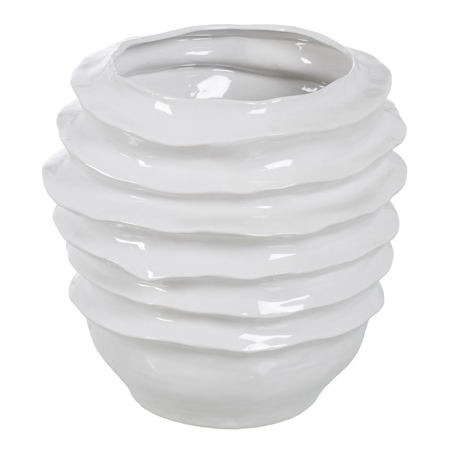 WHITE CERAMIC DECORATIVE VASE 44.50 X 44 X 46.50 CM