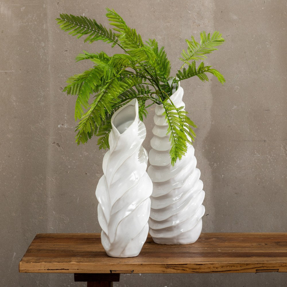 JARRÓN BLANCO CERÁMICA DECORACIÓN 16 X 15 X 44 CM