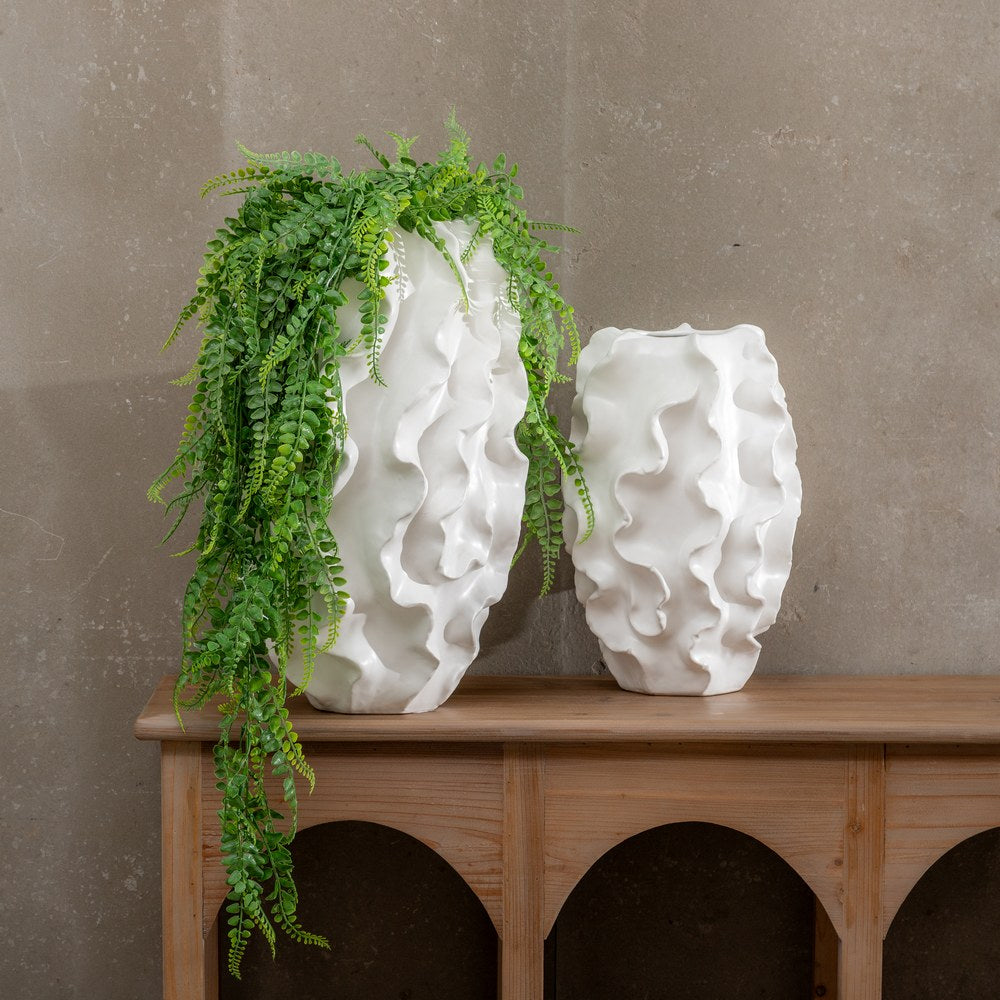 JARRÓN BLANCO CERÁMICA DECORACIÓN 25,50 X 25,50 X 37,50 CM