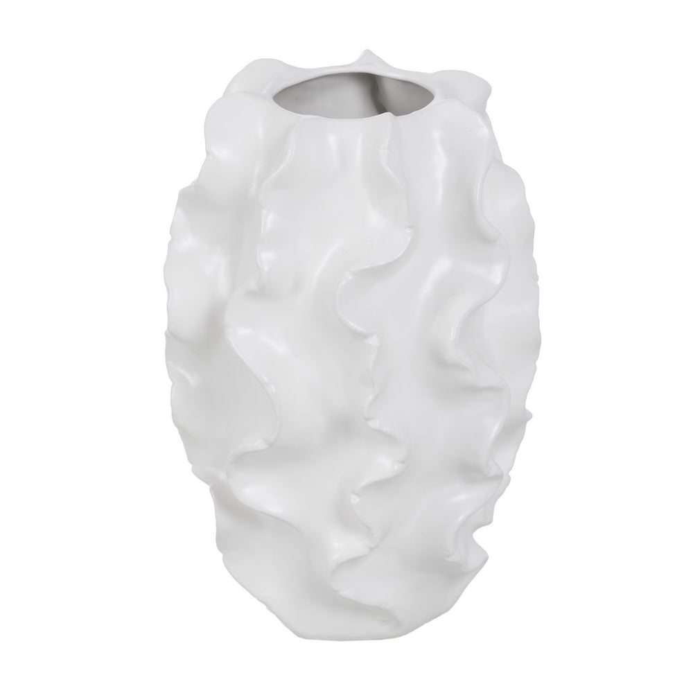 WHITE CERAMIC DECORATIVE VASE 25.50 X 25.50 X 37.50 CM