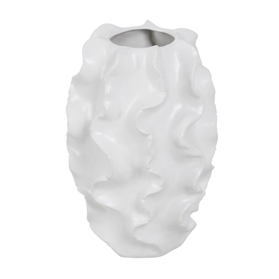 WHITE CERAMIC DECORATIVE VASE 25.50 X 25.50 X 37.50 CM