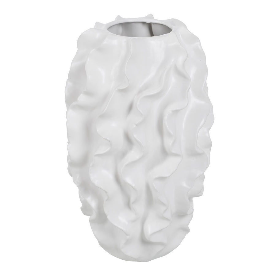 JARRÓN BLANCO CERÁMICA DECORACIÓN 33 X 33 X 48 CM