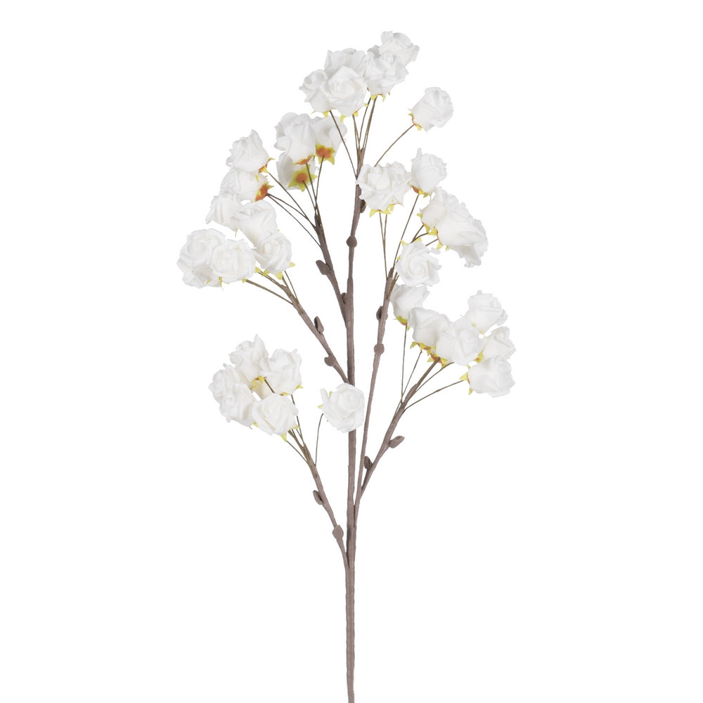 WHITE ROSE NYLON DECORATION BRANCH 110 CM