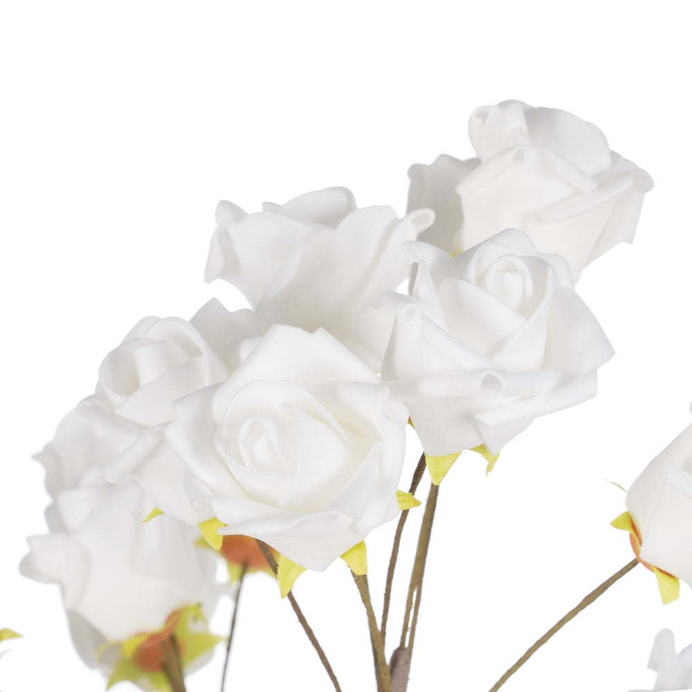 WHITE ROSE NYLON DECORATION BRANCH 110 CM