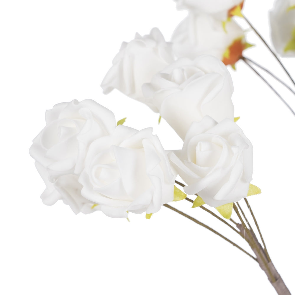 WHITE ROSE NYLON DECORATION BRANCH 110 CM