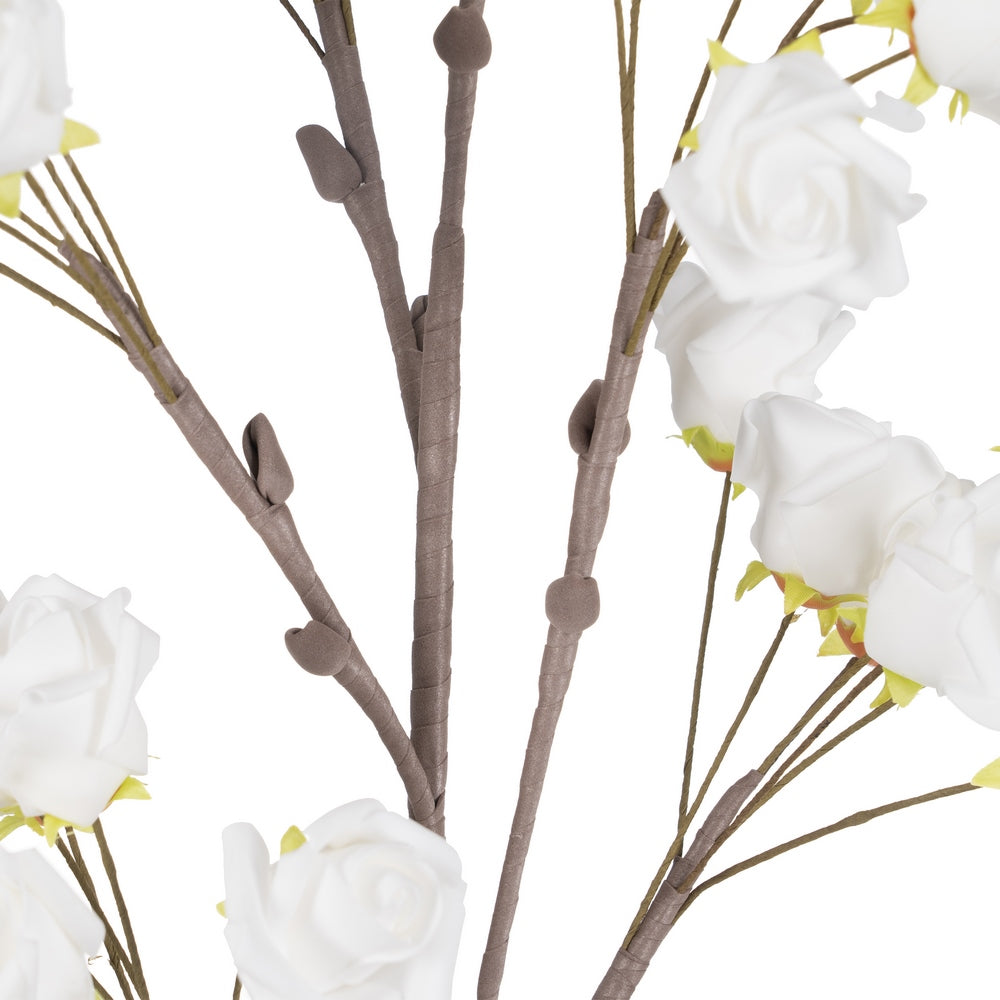 WHITE ROSE NYLON DECORATION BRANCH 110 CM