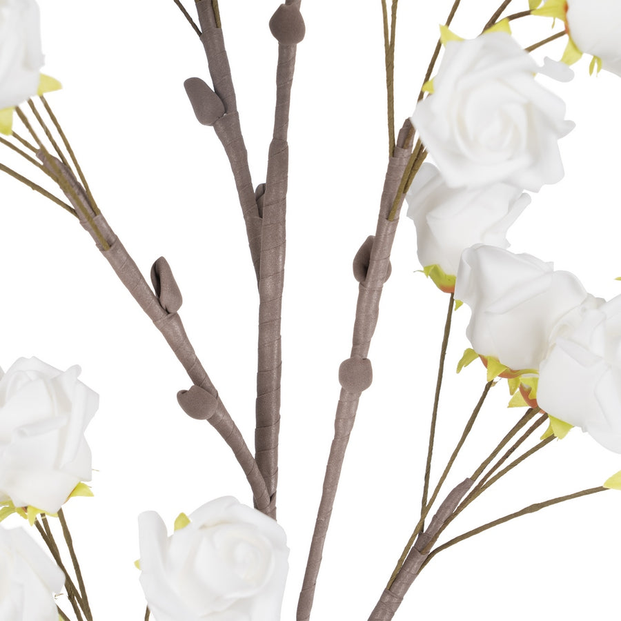 RAMA ROSAS BLANCO NAILON DECORACIÓN 110 CM