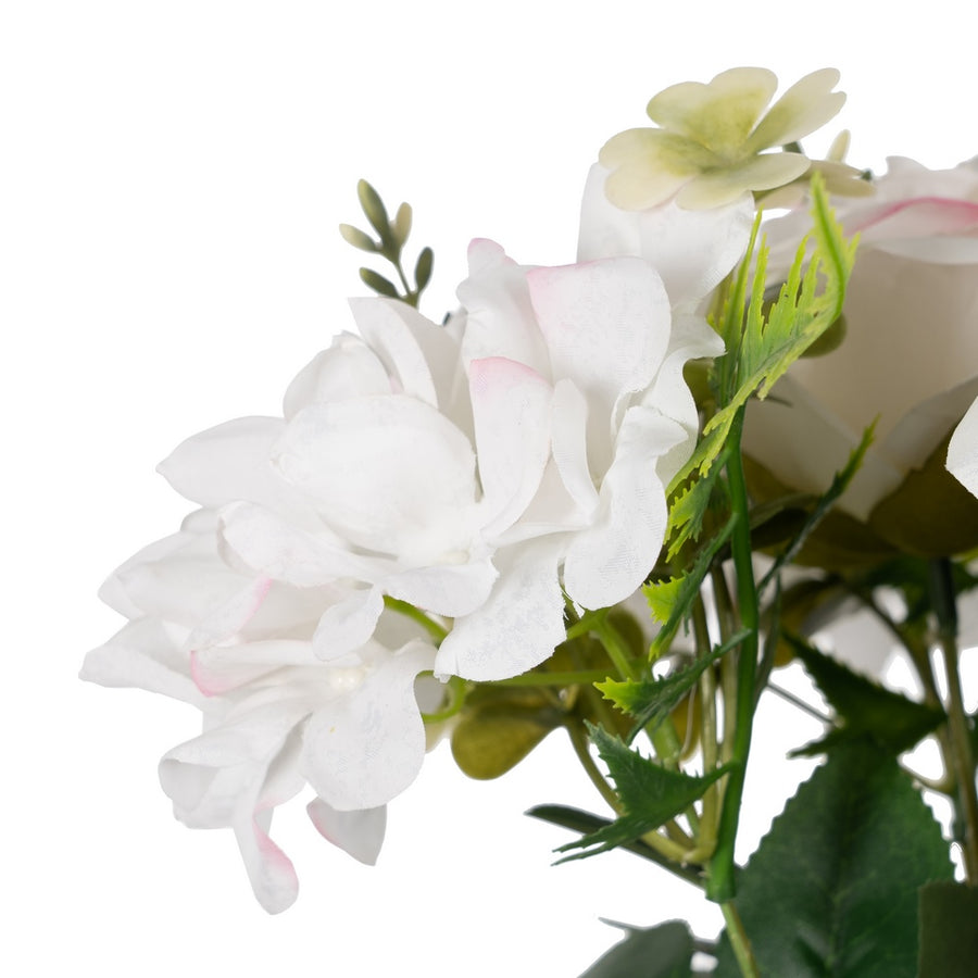 BOUQUET ROSAS BLANCO PVC-TEJIDO 43 CM