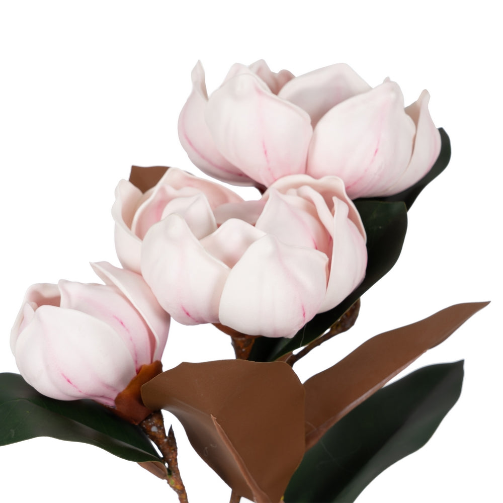 FLOR MAGNOLIA ROSA GOMA DECORACIÓN 73 CM