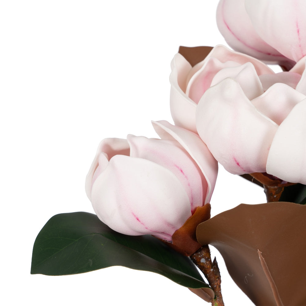 FLOR MAGNOLIA ROSA GOMA DECORACIÓN 73 CM