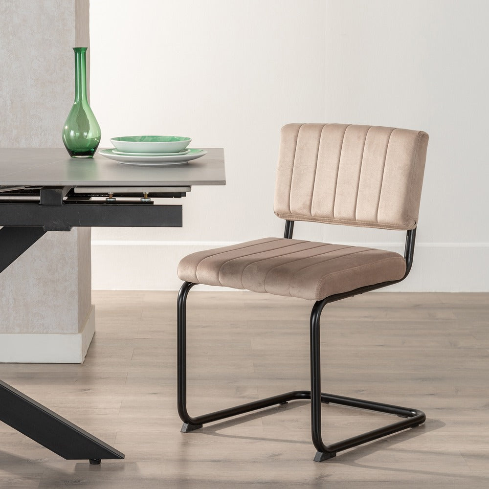 SILLA BEIGE TEJIDO-METAL CONTRACT 48 X 56 X 82 CM