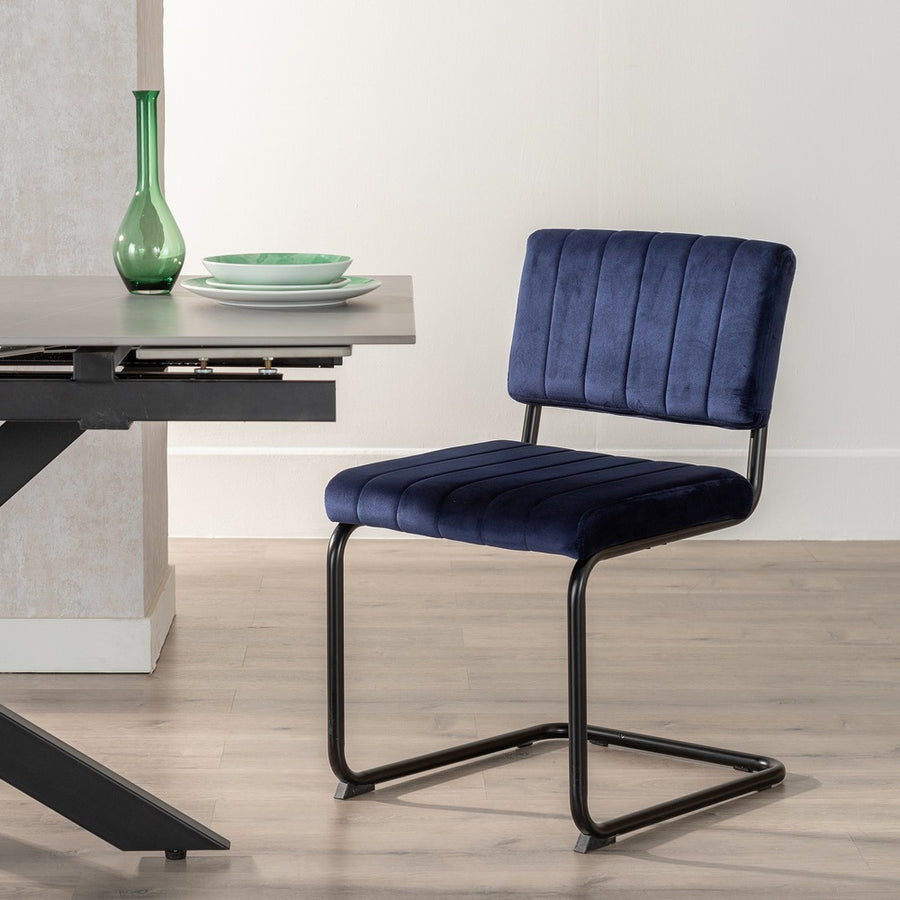 SILLA AZUL TEJIDO-METAL CONTRACT 48 X 56 X 82 CM