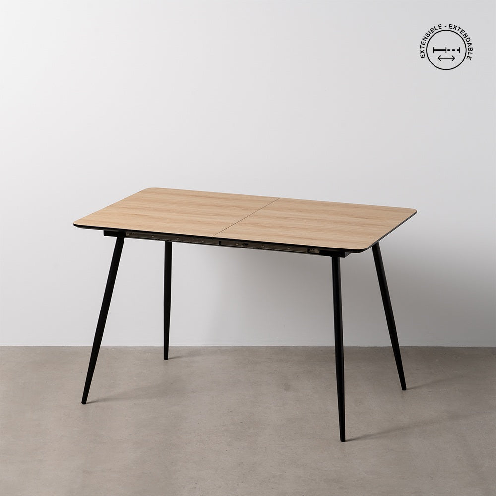 MESA EXTENSIBLE NATURAL DM-METAL SALÓN 120 X 80 X 75 CM