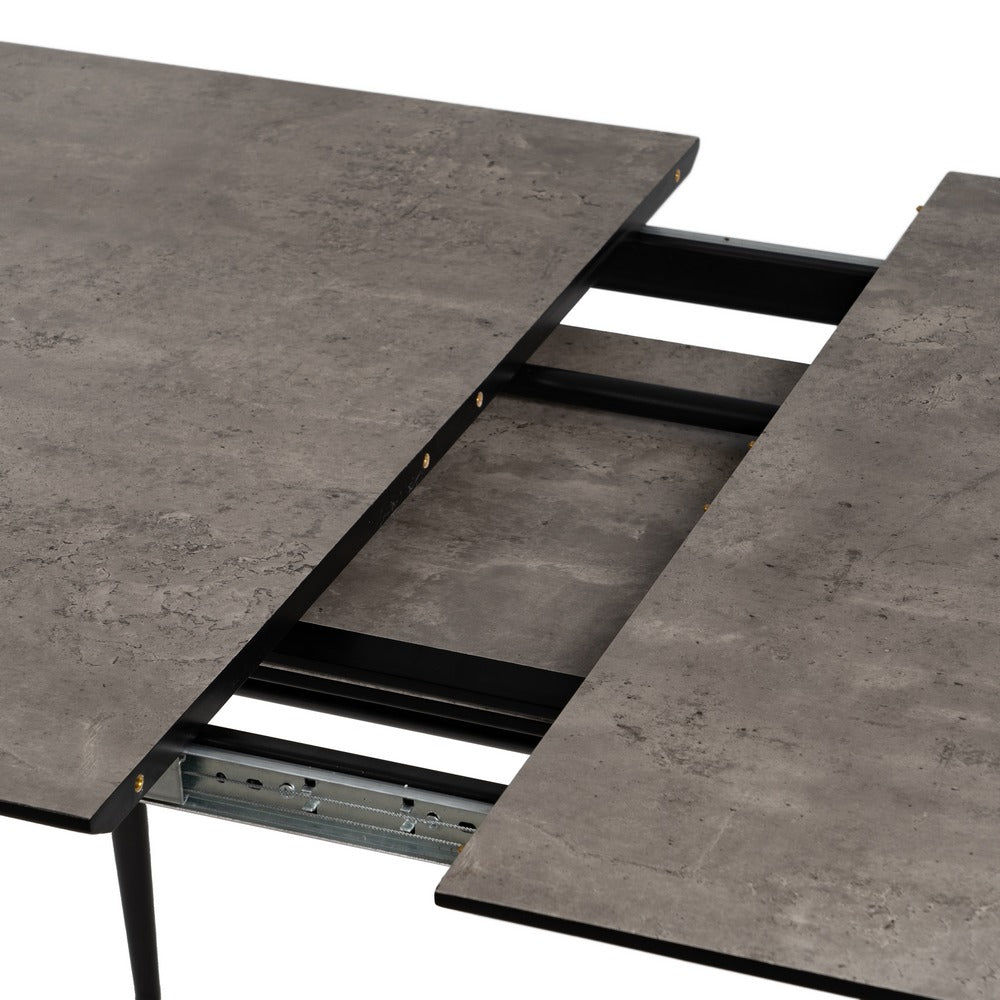 GREY EXTENDABLE MDF-METAL DINING TABLE 120 X 80 X 75 CM