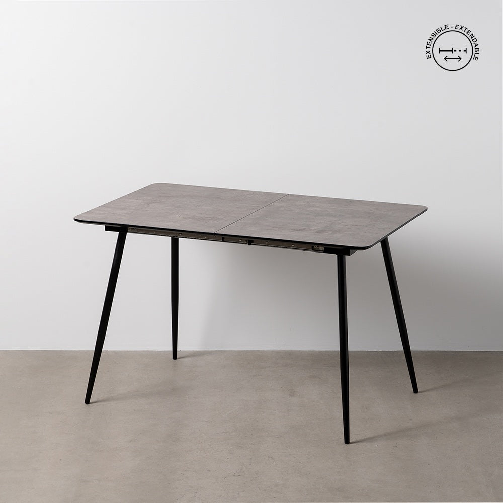 GREY EXTENDABLE MDF-METAL DINING TABLE 120 X 80 X 75 CM