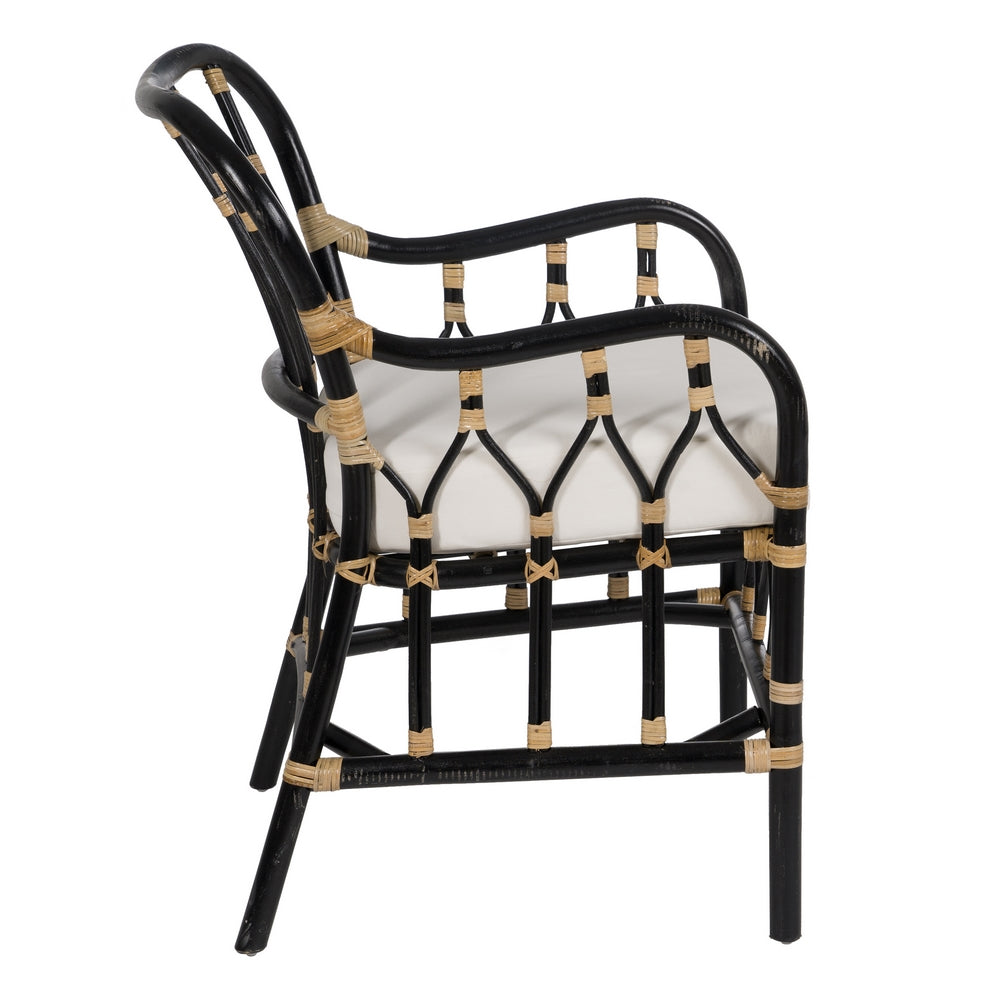 BLACK RATTAN LOUNGE CHAIR 58 X 62 X 85 CM