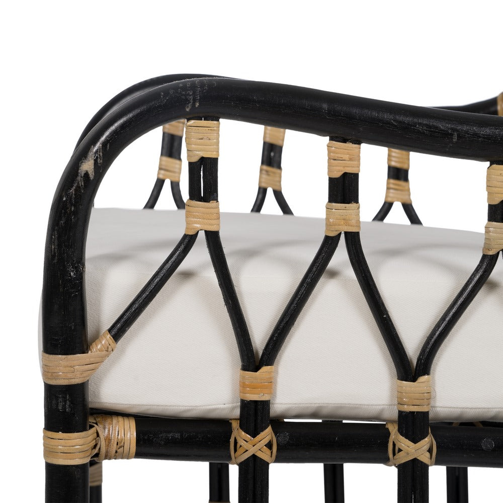 BLACK RATTAN LOUNGE CHAIR 58 X 62 X 85 CM