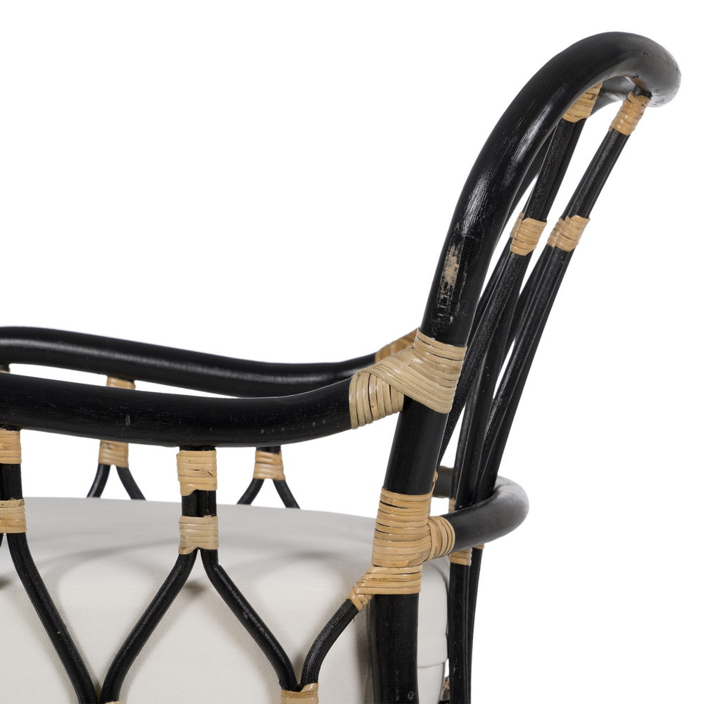 BLACK RATTAN LOUNGE CHAIR 58 X 62 X 85 CM