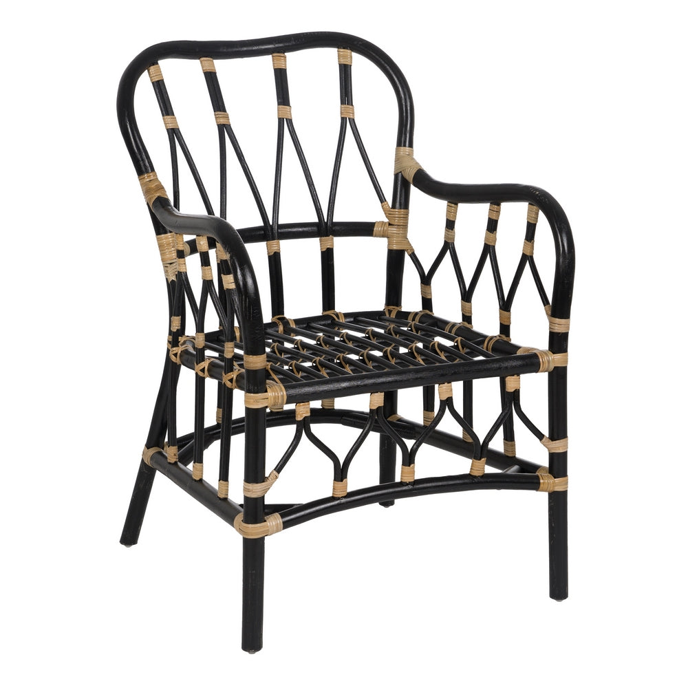 BLACK RATTAN LOUNGE CHAIR 58 X 62 X 85 CM
