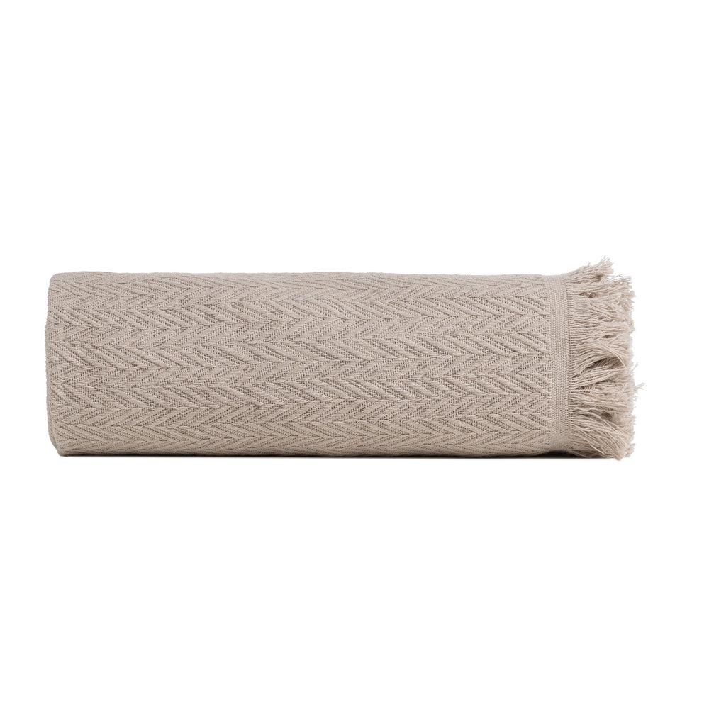 PLAID ESPIGA MARR�N CLARO ALGOD�N 280 X 260 CM