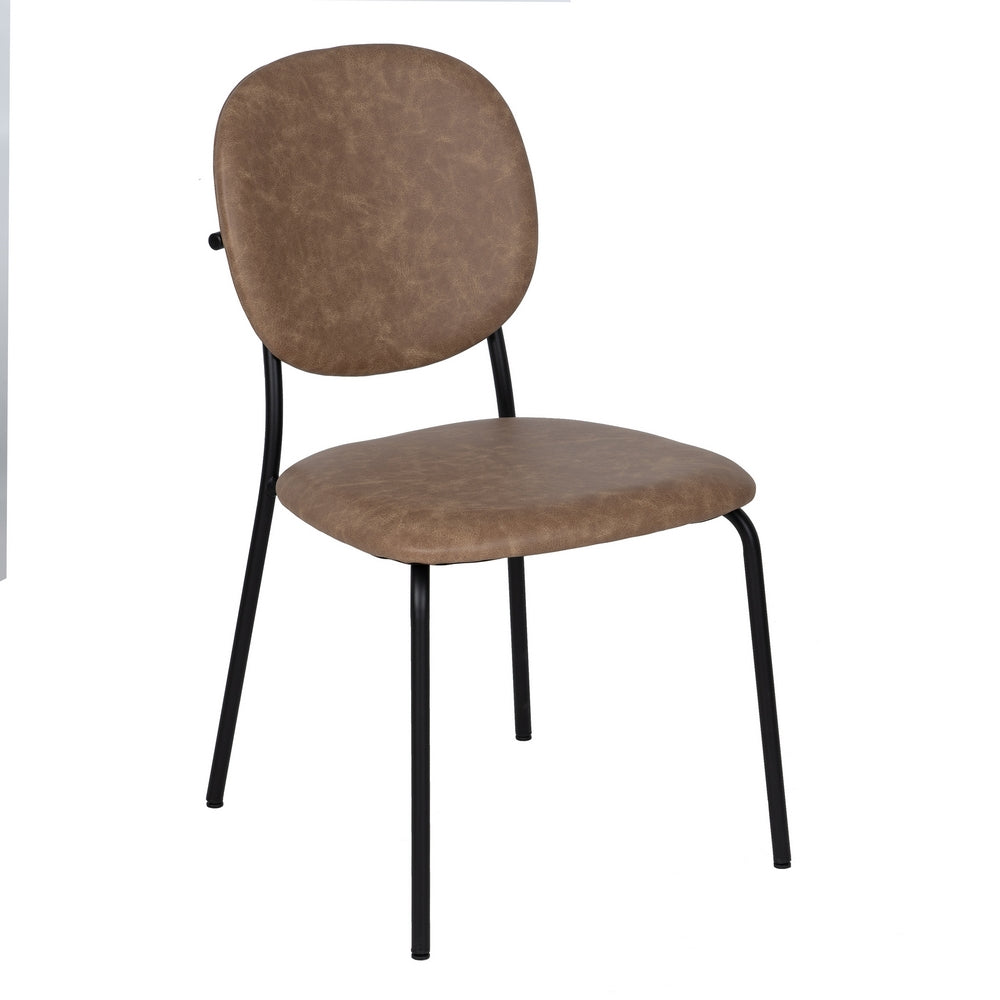 SILLA BEIGE PU/METAL SALÓN 48 X 53 X 84 CM