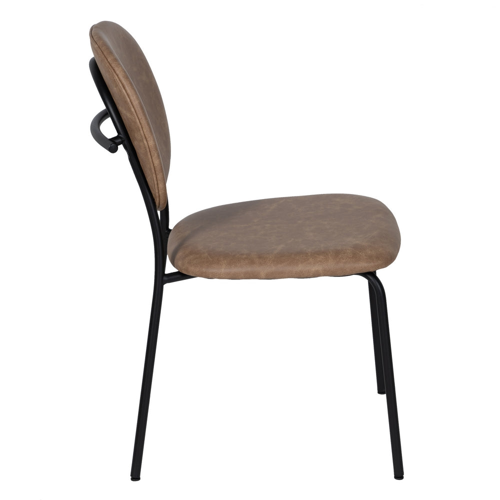 SILLA BEIGE PU/METAL SALÓN 48 X 53 X 84 CM