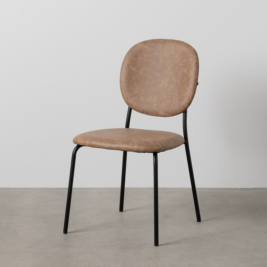 SILLA BEIGE PU/METAL SALÓN 48 X 53 X 84 CM