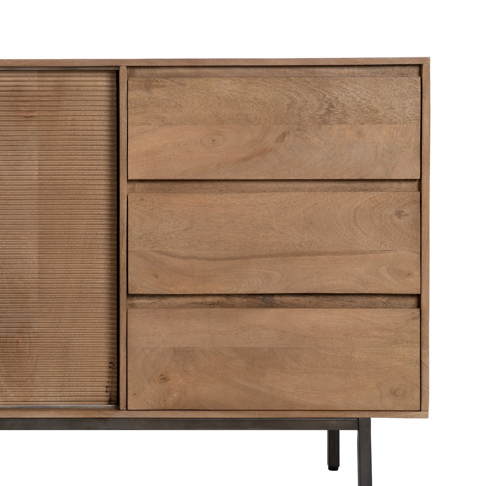 NATURAL MANGO WOOD SIDEBOARD LIVING ROOM 180 X 40 X 91 CM