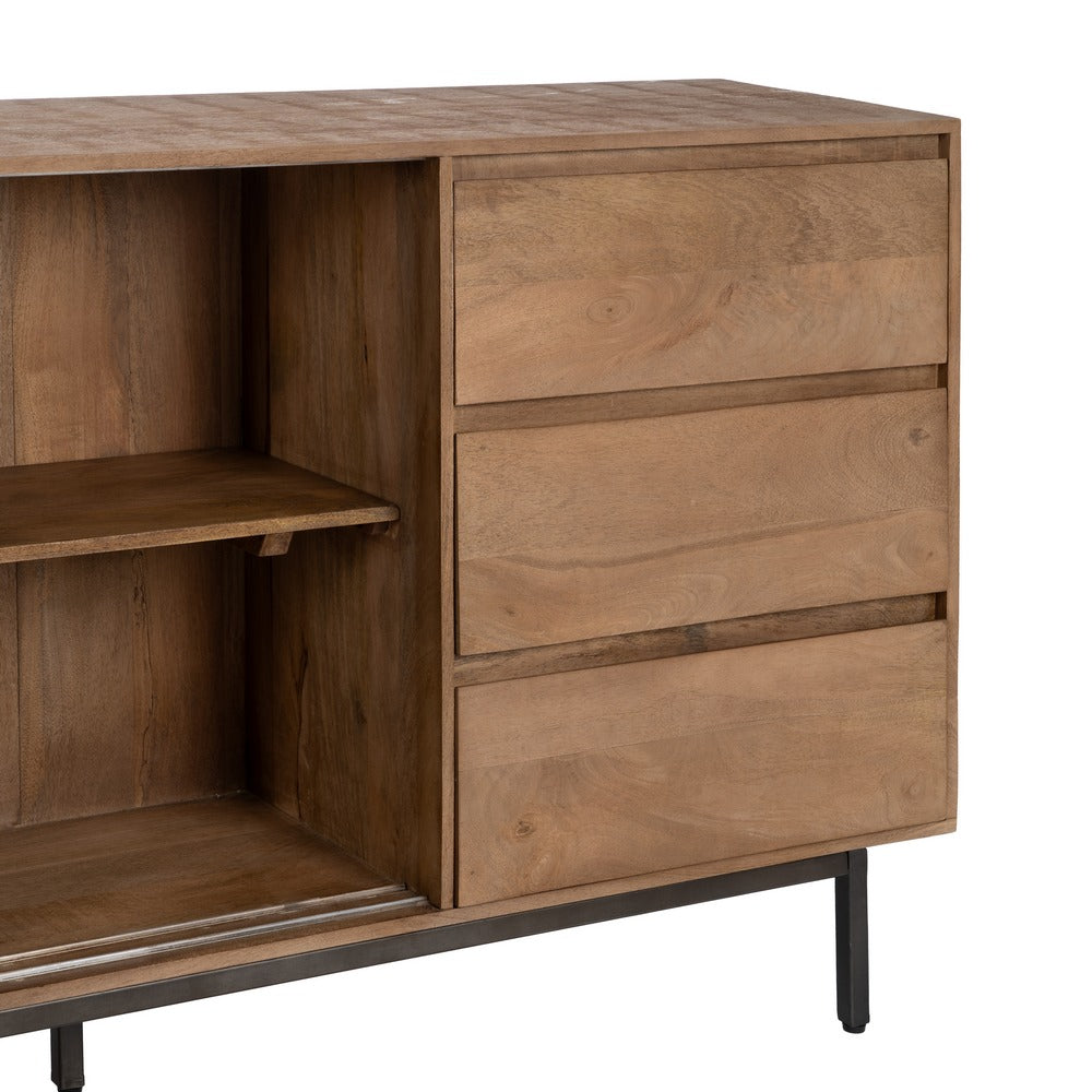 NATURAL MANGO WOOD SIDEBOARD LIVING ROOM 180 X 40 X 91 CM