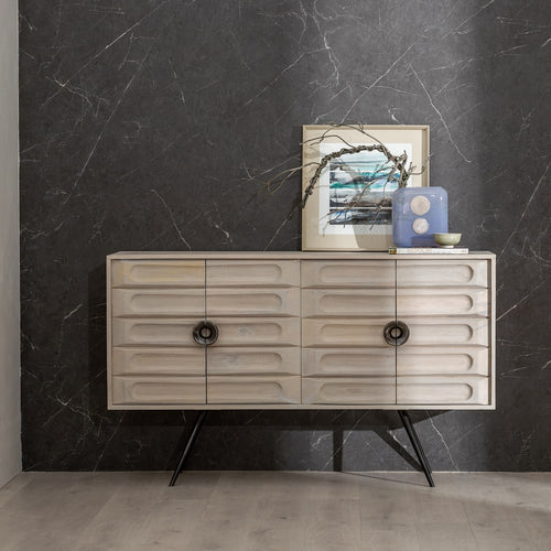 APARADOR BLANCO ROZADO MADERA DE MANGO 152 X 41 X 92 CM