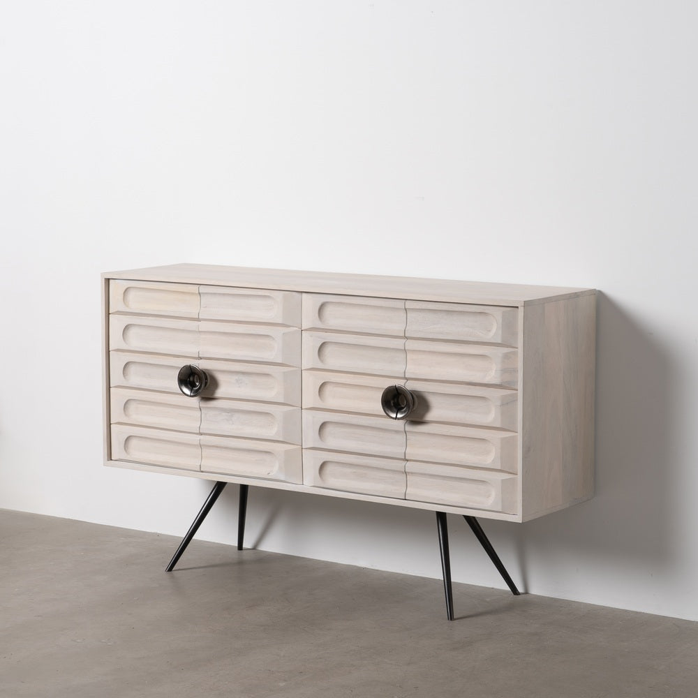APARADOR BLANCO ROZADO MADERA DE MANGO 152 X 41 X 92 CM