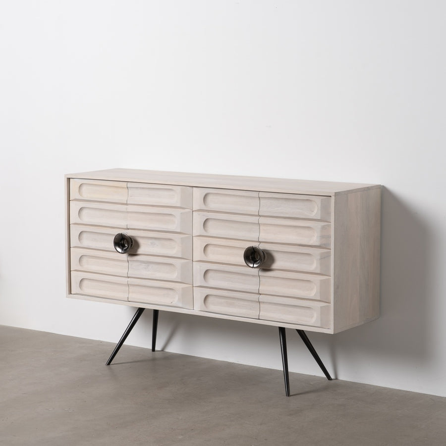 APARADOR BLANCO ROZADO MADERA DE MANGO 152 X 41 X 92 CM