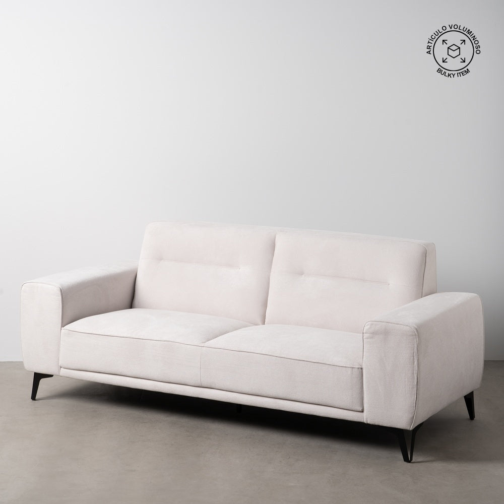 SOF� 3 PLAZAS CREMA TEJIDO-METAL SAL�N 220 X 87 X 85 CM