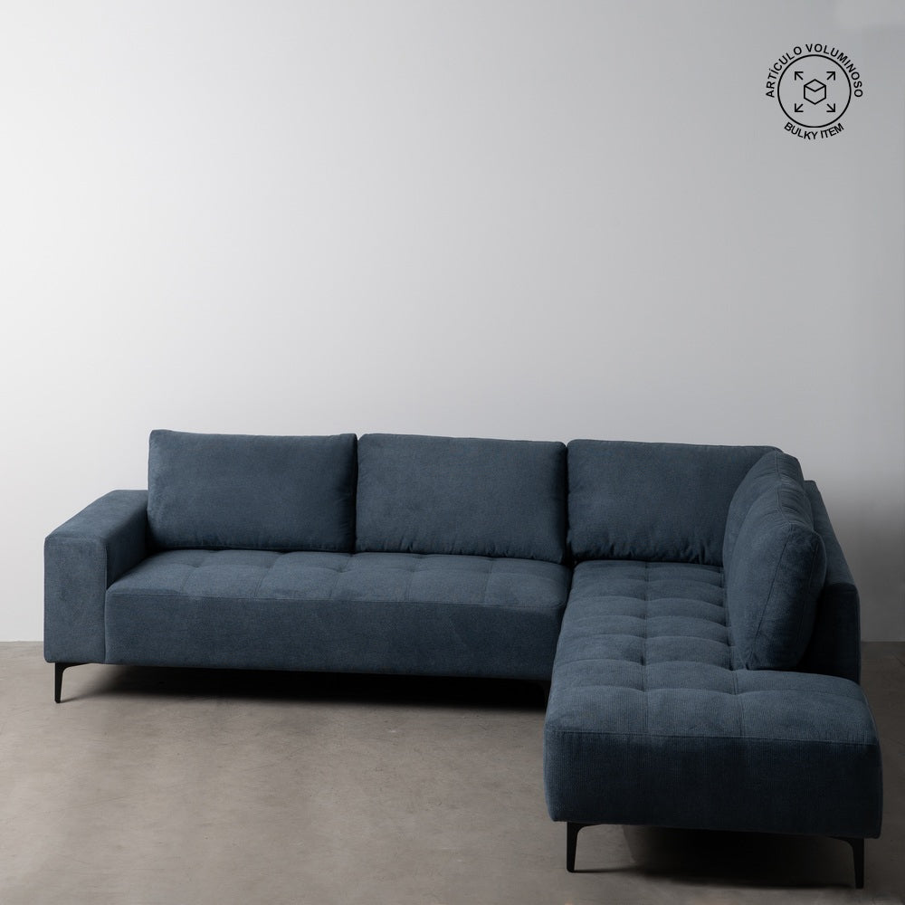 SOFÁ CHAISE LONGUE DERECHA AZUL 266 X 222 X 80 CM