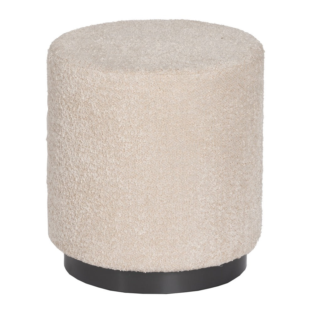 BEIGE FABRIC-METAL POUF LIVING ROOM 41 X 41 X 44 CM