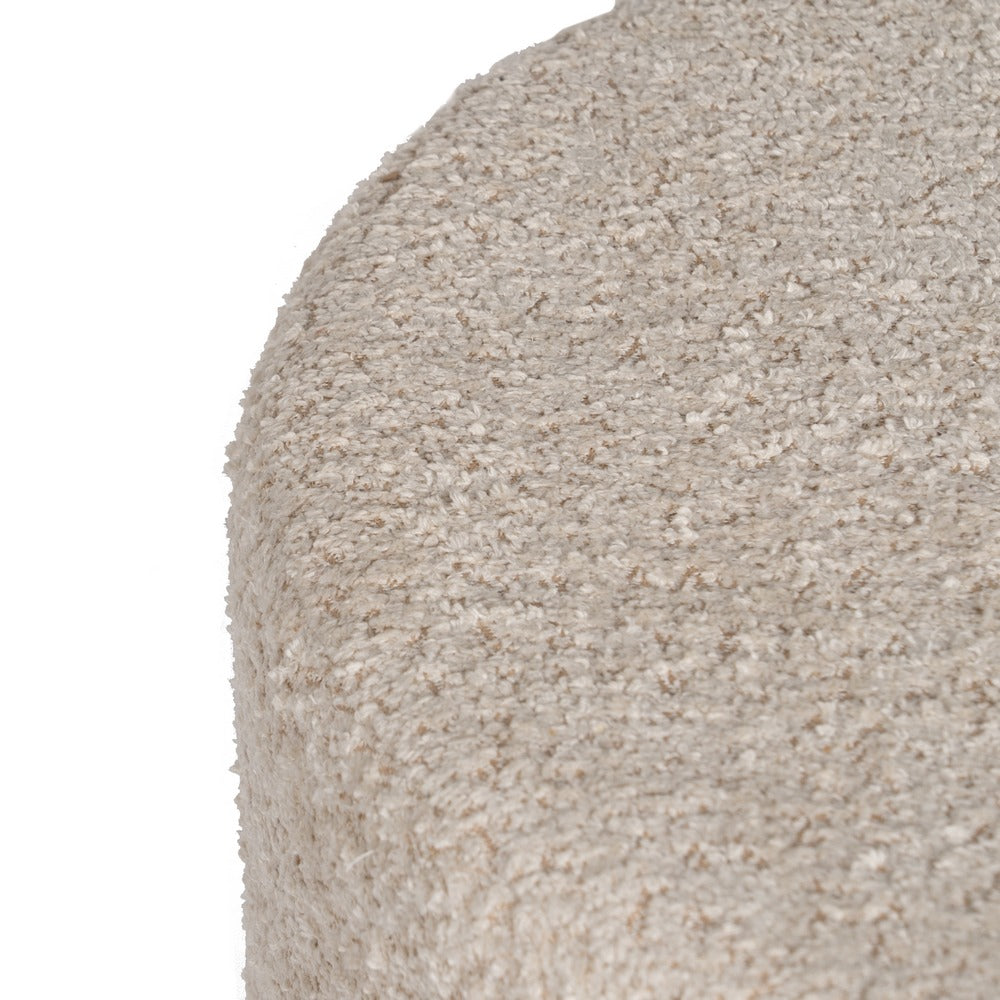 BEIGE FABRIC-METAL POUF LIVING ROOM 41 X 41 X 44 CM