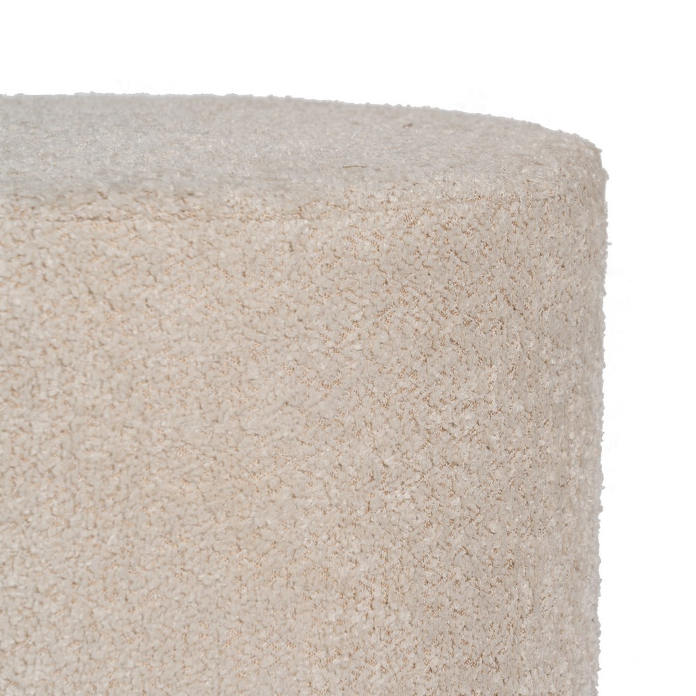 BEIGE FABRIC-METAL POUF LIVING ROOM 41 X 41 X 44 CM