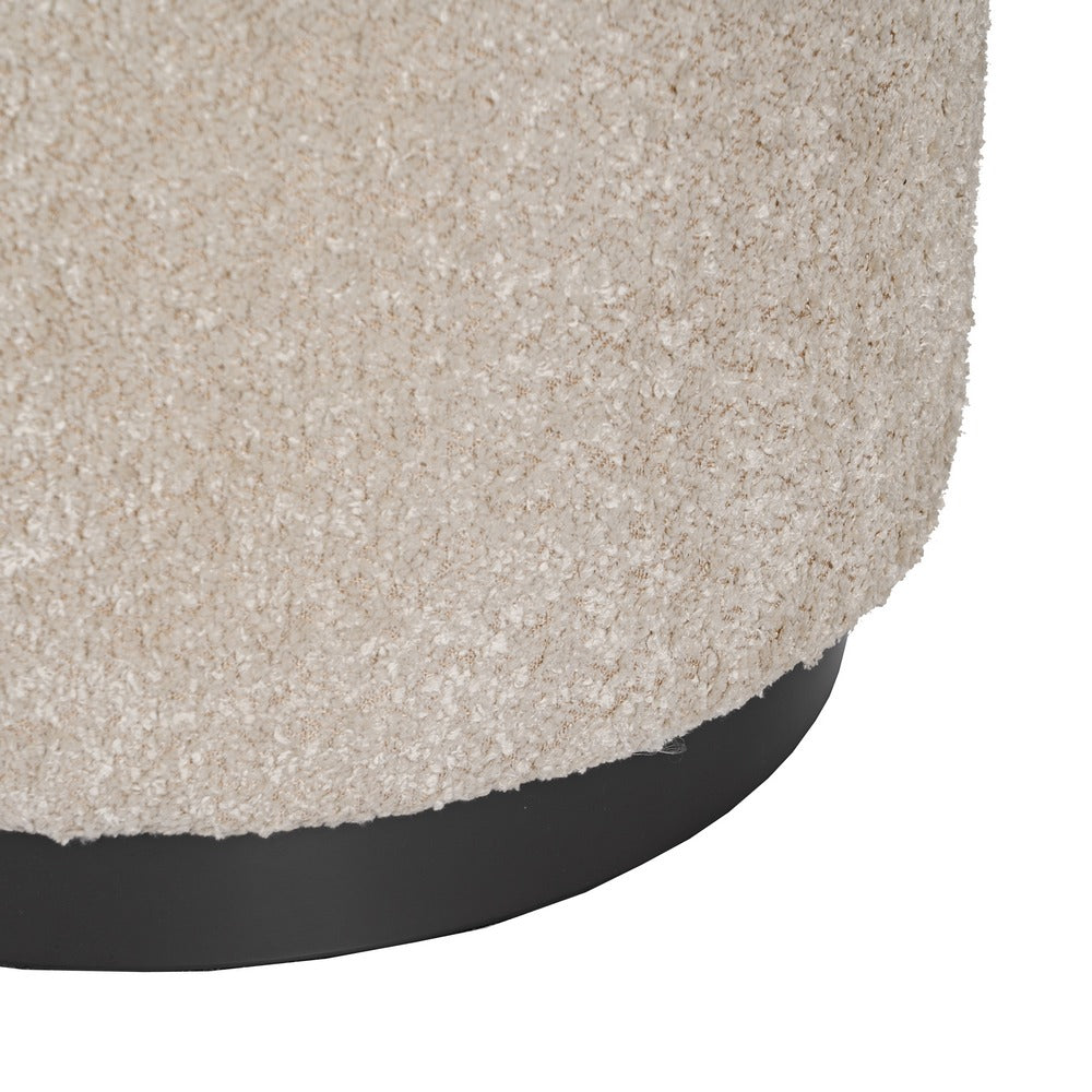 BEIGE FABRIC-METAL POUF LIVING ROOM 41 X 41 X 44 CM