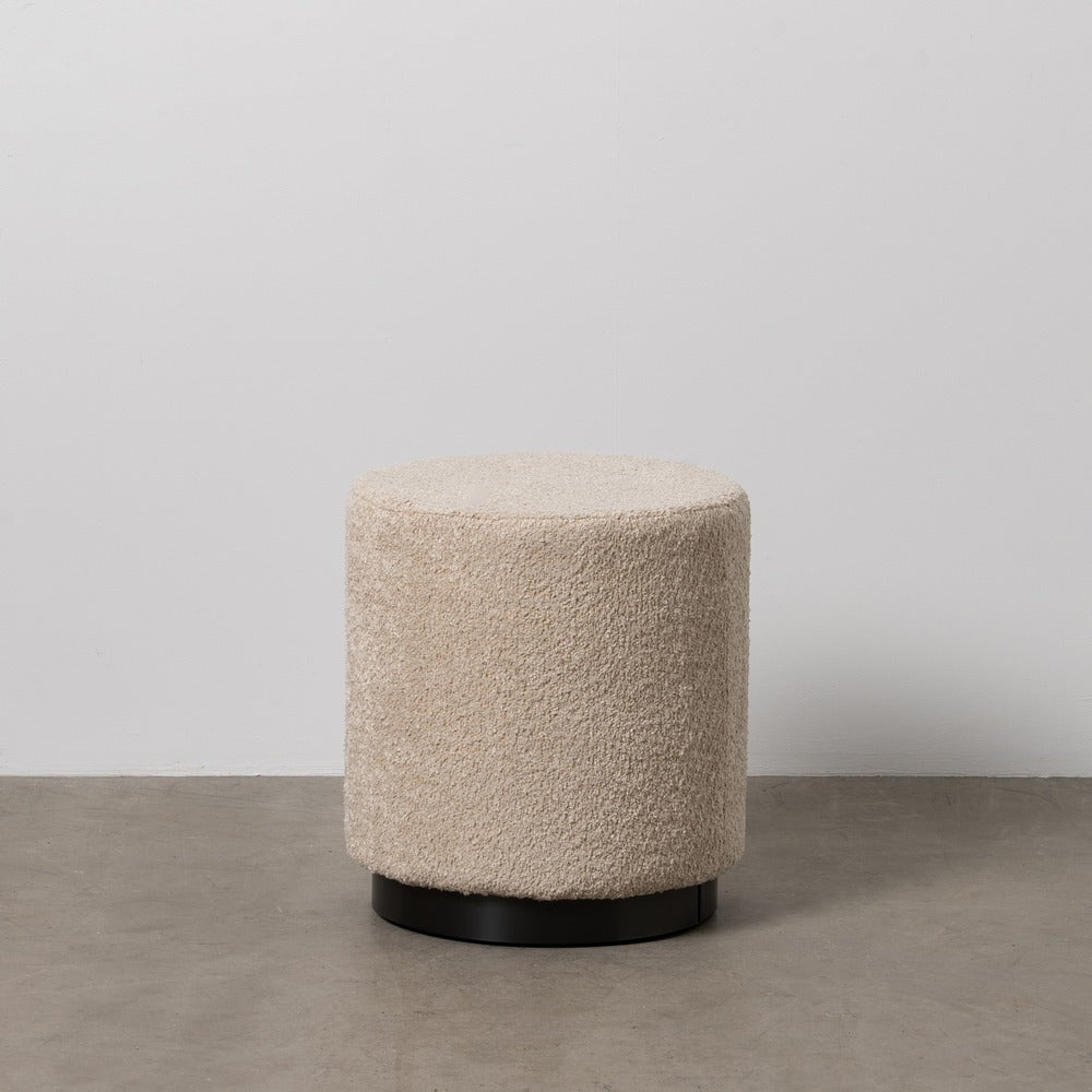 BEIGE FABRIC-METAL POUF LIVING ROOM 41 X 41 X 44 CM