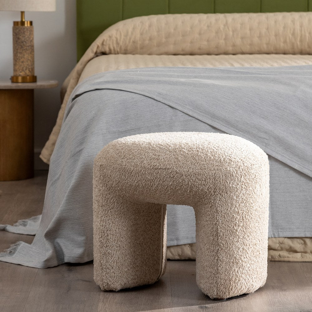 BEIGE FABRIC LIVING ROOM STOOL 46 X 44 X 41 CM