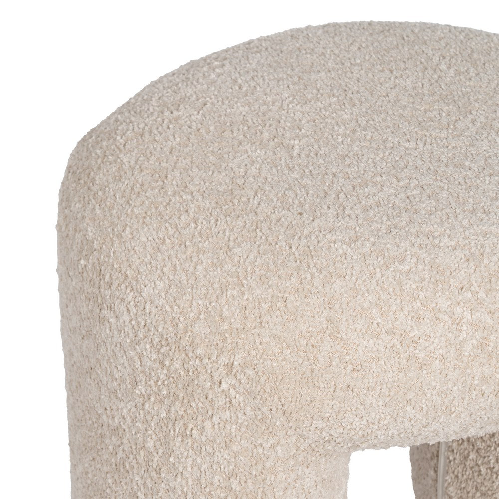 BEIGE FABRIC LIVING ROOM STOOL 46 X 44 X 41 CM