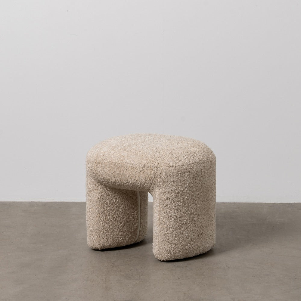 BEIGE FABRIC LIVING ROOM STOOL 46 X 44 X 41 CM