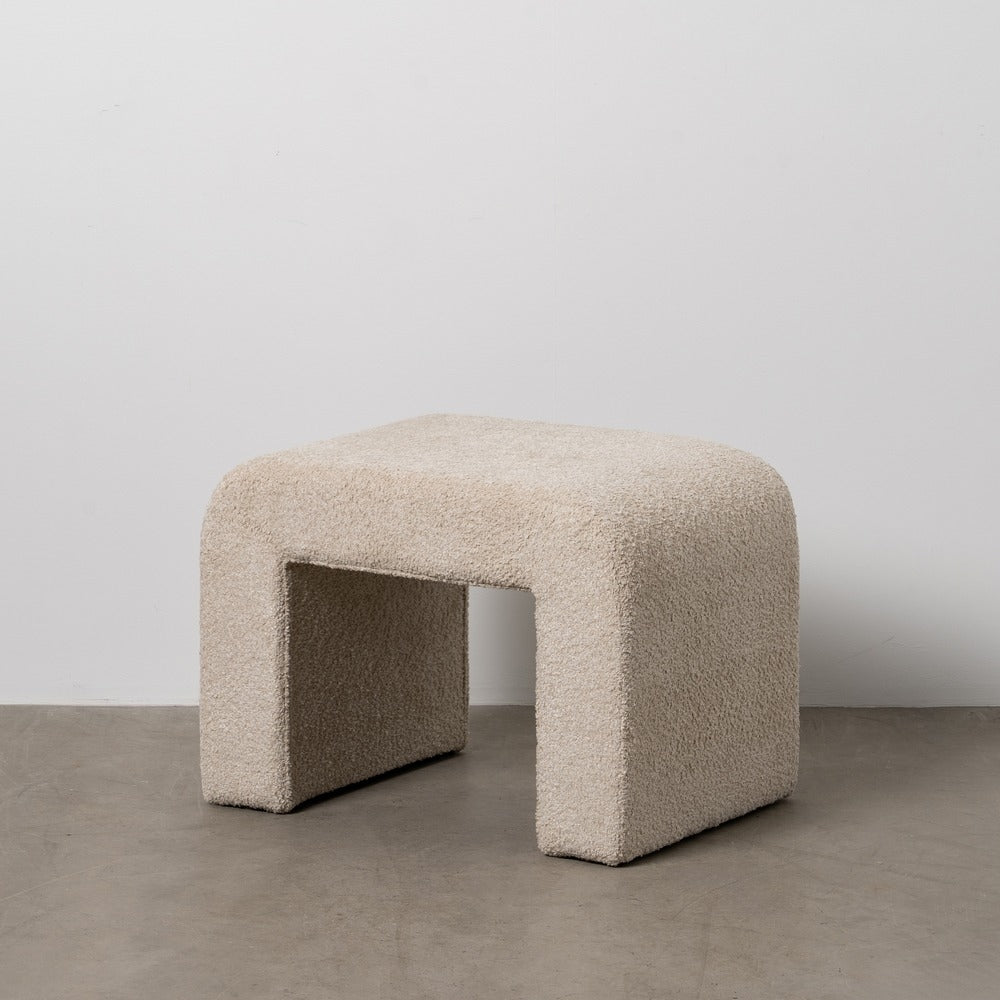 BEIGE FABRIC LIVING ROOM STOOL 67 X 48 X 47 CM
