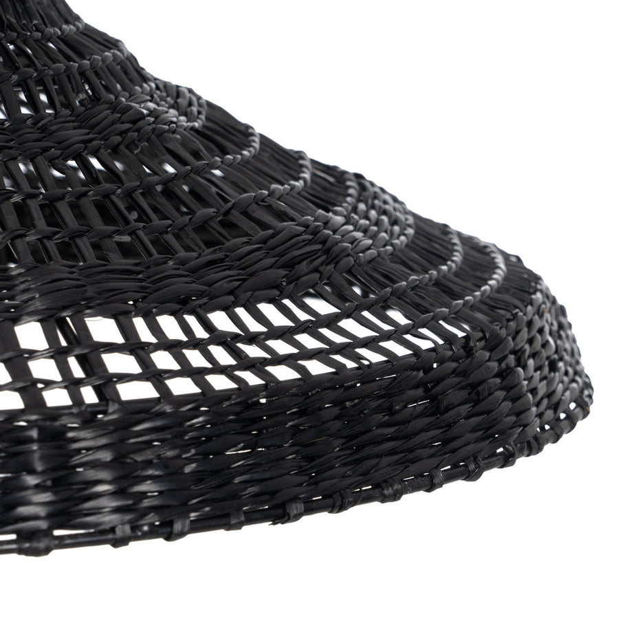 LÁMPARA TECHO NEGRO FIBRA NATURAL 40 X 40 X 15 CM