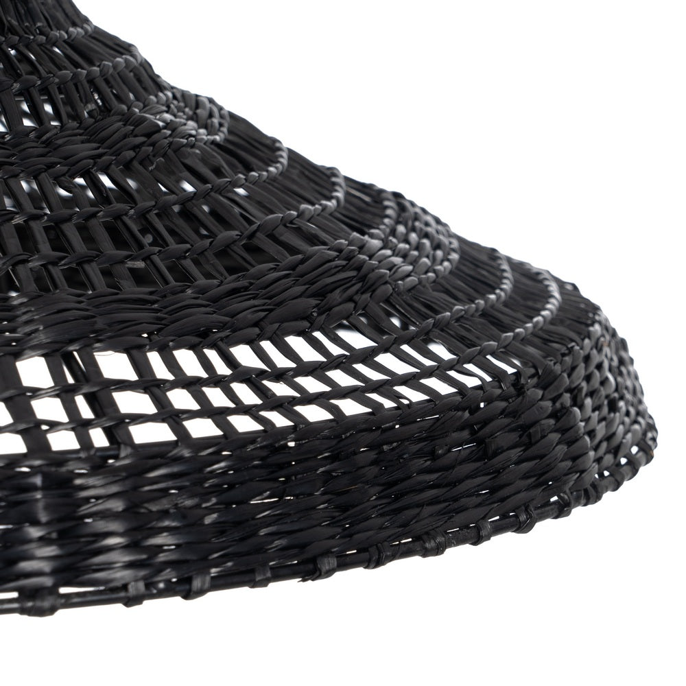 LÁMPARA TECHO NEGRO FIBRA NATURAL 40 X 40 X 15 CM