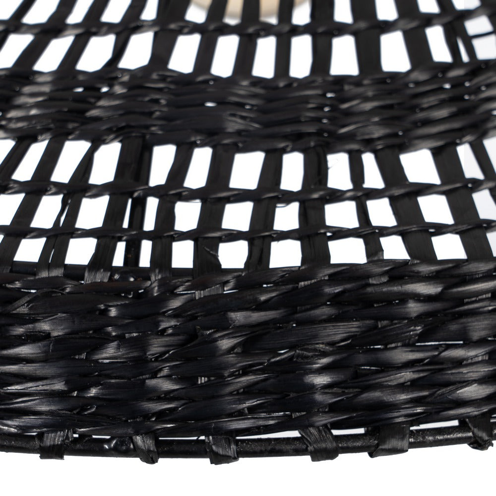 LÁMPARA TECHO NEGRO FIBRA NATURAL 40 X 40 X 15 CM