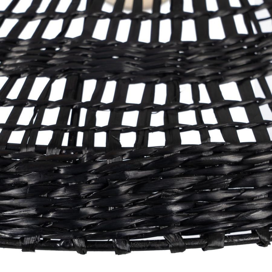 LÁMPARA TECHO NEGRO FIBRA NATURAL 40 X 40 X 15 CM