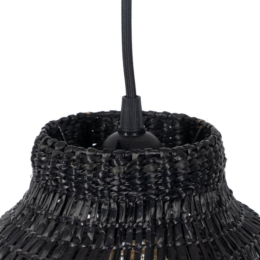 LÁMPARA TECHO NEGRO FIBRA NATURAL 40 X 40 X 15 CM