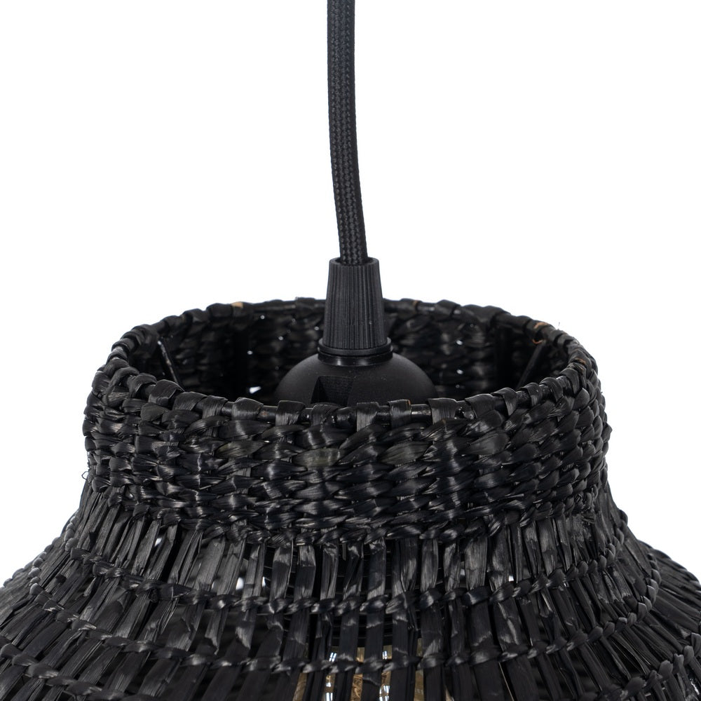 LÁMPARA TECHO NEGRO FIBRA NATURAL 40 X 40 X 15 CM